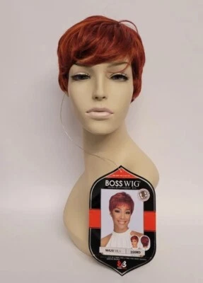 RED Sexy Salon Boy Cut W bangs /BOBBI BOSS PREMIUM SYNTHETIC HEAT SAFE /M428 - Image 1 of 4