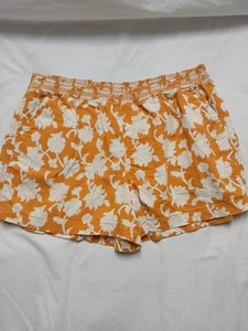 Briggs New York Womens 2XL Linen Blend Pullon Shorts Orange Floral - Picture 1 of 10