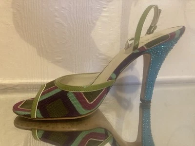 Sandalias Prada con tacón de cristal turquesa Foto 1 de 4