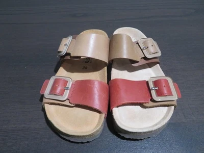 Mephisto Zapatos Mujer Talla 6 Rojo Tostado Harmony Sandalias Plantilla Corcho Dos Hebillas 36 Foto 1 de 4