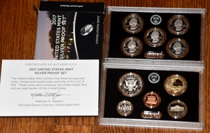 2017 US Silver Proof Set W/ Box & COA 10 COINS - Picture 1 of 4