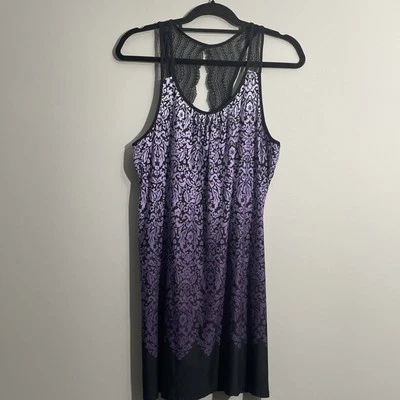 Apt. 9 Ombre Púrpura Negro Camisón Encaje Espalda Corredora Prendas para Dormir Talla Grande Foto 1 de 4