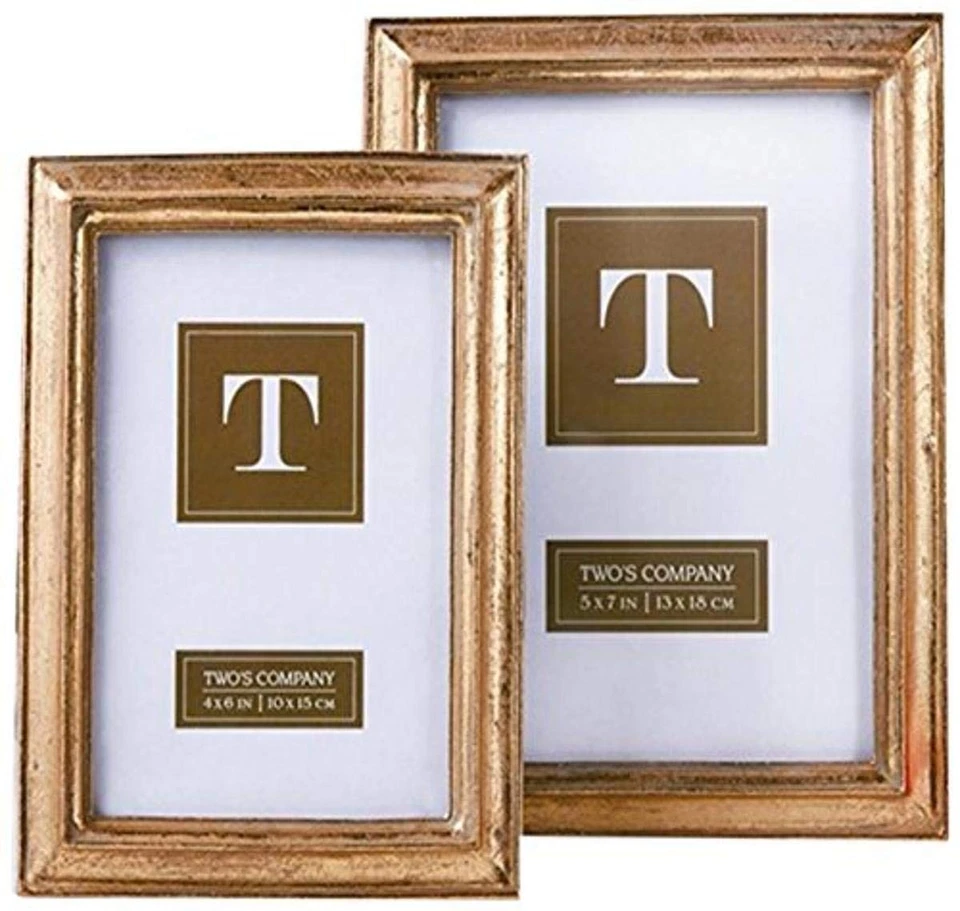 50390 Set of 2 Gold Leaf Photo Frames Includes 2 Sizes