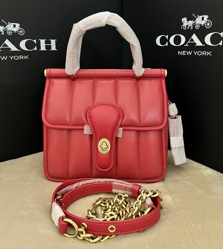 Coach Willis manico superiore 18 con trapuntatura in mela rossa stile C4711 nuovo con etichetta