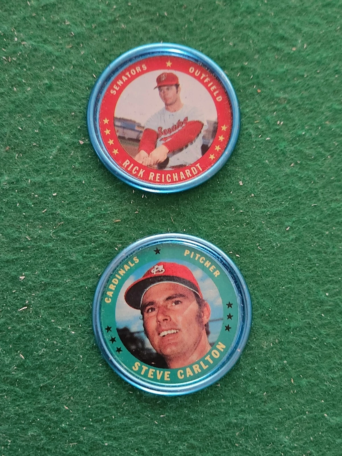 1971 Topps Coins- Steve Carlton 115, Rick Reichardt 102
