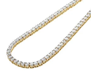Single Row Illusion Set 1.25 CT Diamond Tennis Chain Necklace Yellow/White Go... - Picture 1 of 6