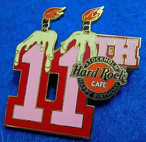 STOCKHOLM HAPPY BIRTHDAY 11th YEAR PINK CANDLES NOVEMBER Hard Rock Cafe PIN LE - Picture 1 of 1