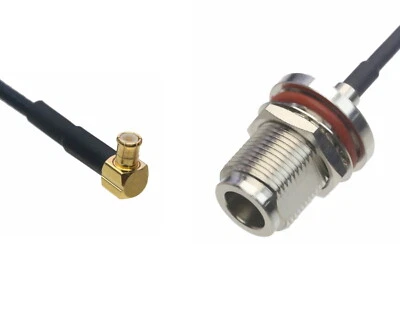 MCX Male Right Angle to N Female Bulkhead RF 0.5~15FT Cable For Antenna Radio - Image 1 of 3