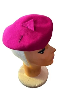 merrimac hat corp beret raspberry W/ hatpin Wool Blend - Picture 1 of 7