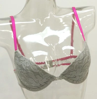 Sujetador acolchado Joe Boxer gris con aros de encaje 34A,34B,34C Foto 1 de 2