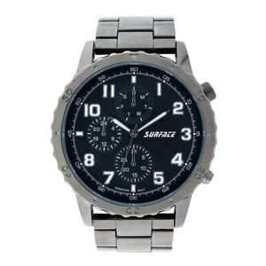 Surface Men's Silver Gold Tone F Leather Round Timepiece Wristwatch Watch Pick   - Picture 1 of 64