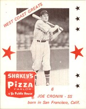 1975 Shakey's Pizza #6 Joe Cronin - NM-MT 