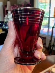 Three Wonderful MCM Blood Red Silver Ribbed Cordials - 3.5" tall - Picture 1 of 9