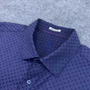 Bugatchi Shirt L Large Shaped Fit Blue Dot Long Sleeve Shirt - Picture 1 of 9