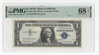 1957B $1 Silver Certificate Fr. 1621 (RA Block) - PMG 68 EPQ - Image 1 of 2