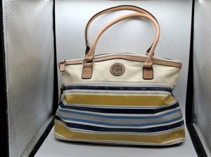 Giani Bernini Striped Cream with Yellow & Blue Stripes Shoulder Bag - Picture 1 of 11