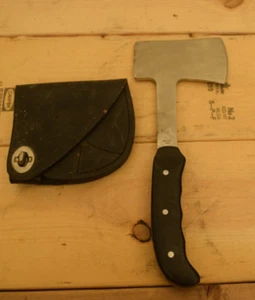 Vintage Buck Axe Knife USA Black Micarta Handle With Sheath - Picture 1 of 13
