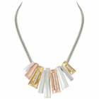 Contempo Three Tone Gold and Crystal Statement Necklace