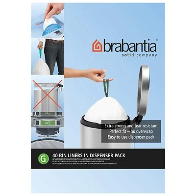 Brabantia Bin Liners G, 30 Litre - 40 Waste Bags Strong Quality - Image 1 of 4