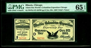 PMG 65  Chicago Day 1893 Columbian Exposition Ticket Series 'D' 486 - Picture 1 of 5