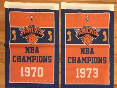 BASKETBALL Complete Set New York Knicks NBA Champions 2 Banners/Flags 18.5" x 11.5"
