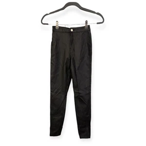 MISSGUIDED Faux Leather Biker Skinny Pants Trousers Black US 4S UK 8S - Picture 1 of 12