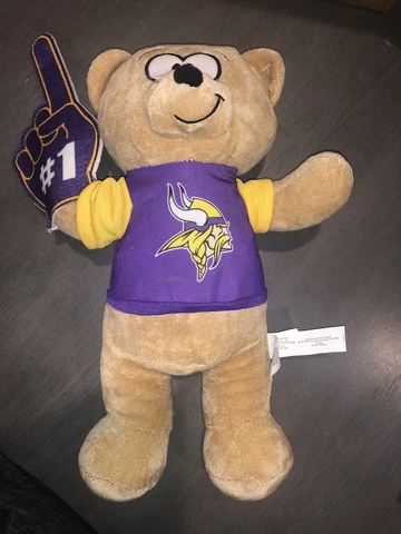 Minnesota Vikings Plush Teddy Bear with Fan Foam Finger! NLF Football Cover