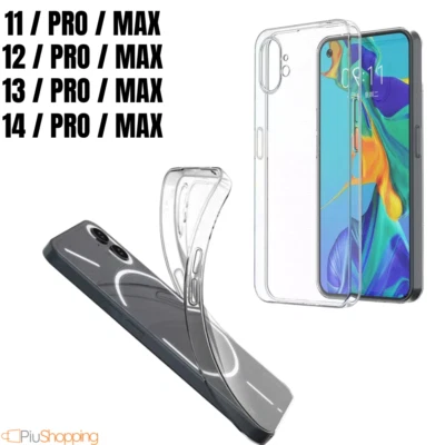 COVER CUSTODIA TRASPARENTE SLIM SILICONE MORBIDA PER IPHONE 11 12 13 14 PRO MAX - Immagine 1 di 4