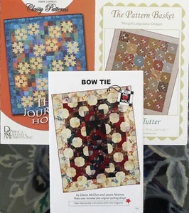 Set of 3 Pieced Quilt Patterns, "Journey Home", "Bow Tie", "All A-Flutter" - Picture 1 of 7