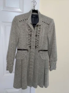 Nanette Lepore knielanger Mantel beige mit Metallic, Perlenakzent Gr. XS #5 - Bild 1 von 7