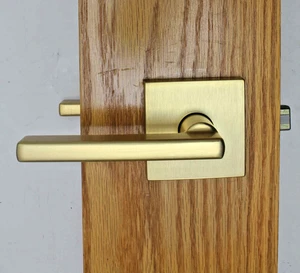 Kwikset Halifax Square Passage Lever Satin Brass 720HFLSQT4 #8py - Picture 1 of 4