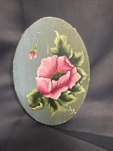 Vintage - Original Ölgemälde - Mohnblumen - klein 5x7 oval - Shirley - Bild 1 von 10