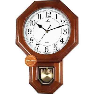 Reloj de pared péndulo de madera maciza tradicional escolar campanas cada hora con Wes... Foto 1 de 4
