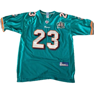 复古 Reebok 迈阿密海豚队 Ronnie Brown #23 NFL 球衣 52 XL 码 Aqua 足球 — 第 1/4 张图片