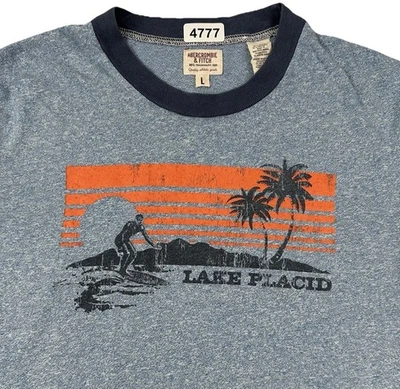 Camiseta De Colección Abercrombie Fitch Timbre Hombres Grande Azul Lago Plácido Años 90 Y2K Hecha en EE. UU. Foto 1 de 4
