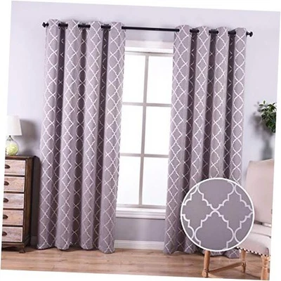  Cortinas blackout cinza 84 polegadas 52"L x 84"L (pacote com 2) cinza estampa marroquina - Imagem 1 de 4