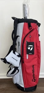 TaylorMade FlexTech Carry Miami Red & Grey Stand Golf Bag W/ Umbrella Tags On - Picture 1 of 8