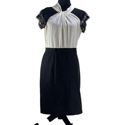 Vestido Bisou Bisou Michele Bohbot para mujer talla 12 negro beige detalle de encaje Foto 1 de 4