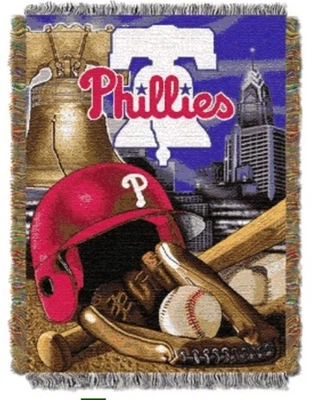 NEW Philadelphia Phillies MLB Woven Tapestry Throw Blanket Sports Baseball - Image 1 of 3