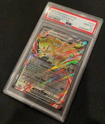 Team Rocket's Persian EX Pokemon TCG Scarlet/Violet Black Star Promo #218 PSA 10 - Image 1 of 4