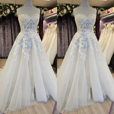 Vestido de novia de playa sin mangas boho línea A vestidos de novia divididos laterales Foto 1 de 4