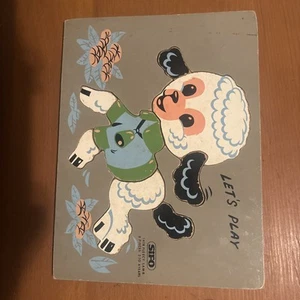 Vintage RARE SIFO Wooden Puzzle FLEECY LAMB”Let’s Play” 8 Pieces VG FS - Picture 1 of 8
