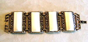 Vintage Selro Selini Style 1960s Chunky Wide Lucite Silver Tone Panel Bracelet - Picture 1 of 7