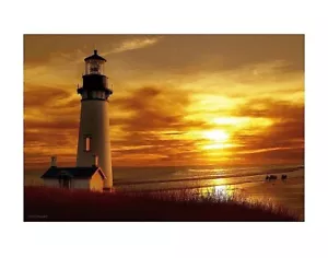 Lighthouse at Sunset, Carlos Casamayor, Art Print Poster 11" x 14" 2066 - Picture 1 of 1