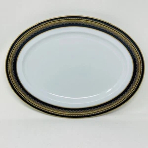VTG Noritake Vienna Platter Serving Plate Oval 2796 White Blue Gold China 11.5" - Picture 1 of 9