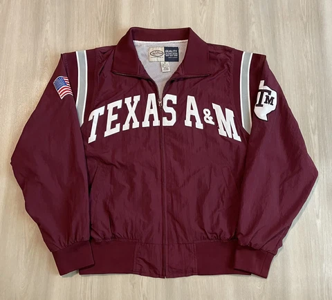 Vintage 90s CC Creations Texas A&M Insulated Windbreaker Jacket Mens medium Cover