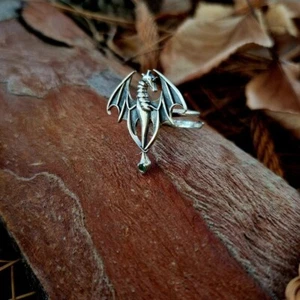 Silver Dragon Ring with Gothic Design – Fantasy Jewelry for Men and Women - Picture 1 of 9