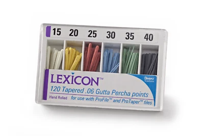 DENTALSPLY SIRONA DentSply Lexicon Color-coded Gutta-Percha Points .04 Taper (120/pk)