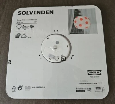 BNWT Ikea Solvinden 12" White Red Hanging Solar Lantern Globe 30cm Summer Party - Image 1 of 4
