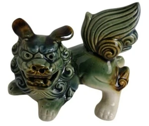 Vintage Ceramic Foo Dog Over 60 Yrs Old Green ~ Excellent Condition! Incense? - Picture 1 of 7